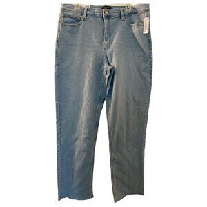 Calvin Klein jeans, size 16, Vintage Straight style, light blue wash.  Raw hem.